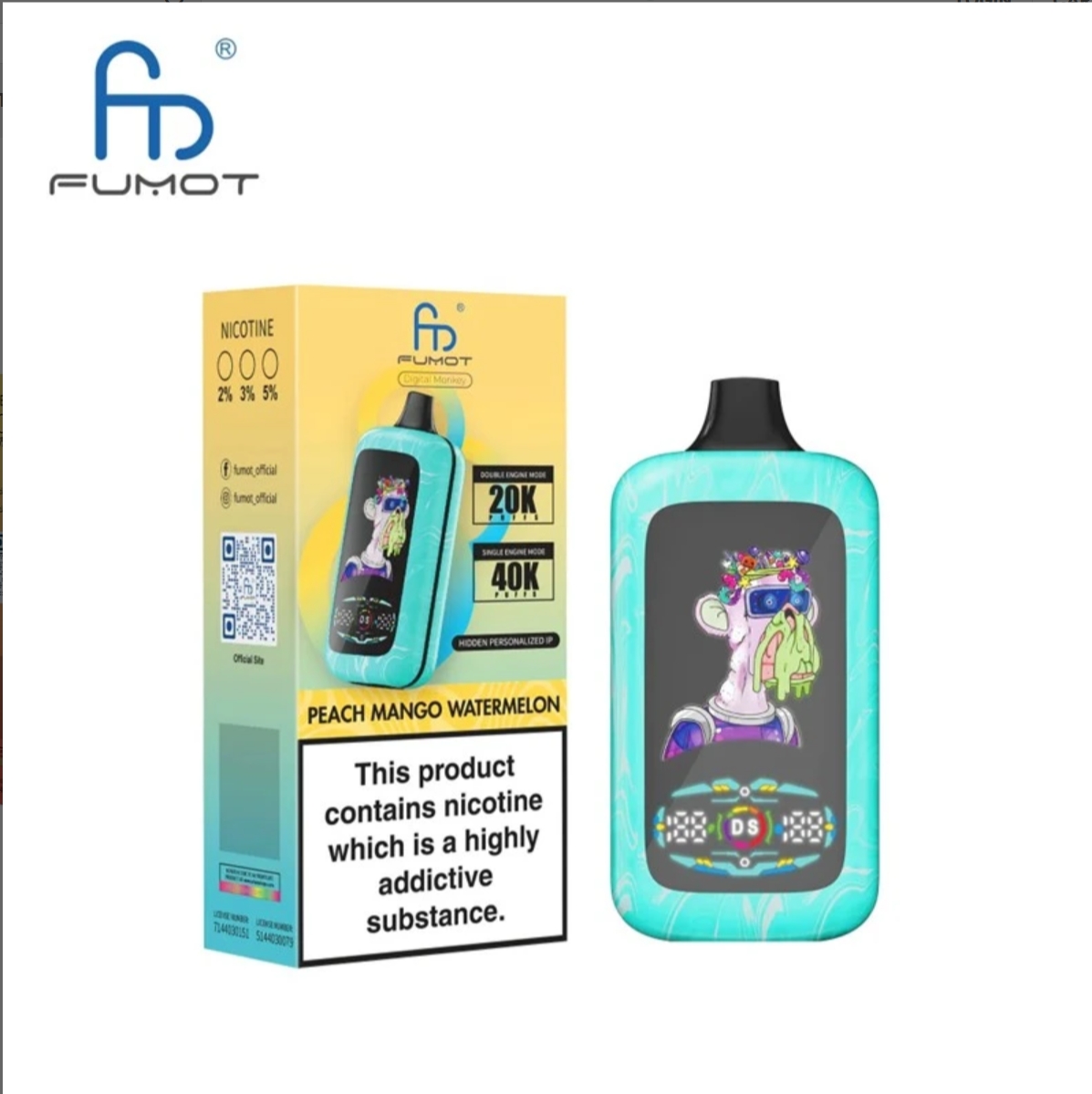 Wholesale Fumot Digital Monkey 40K Puffs Dual Modes Disposable Vape